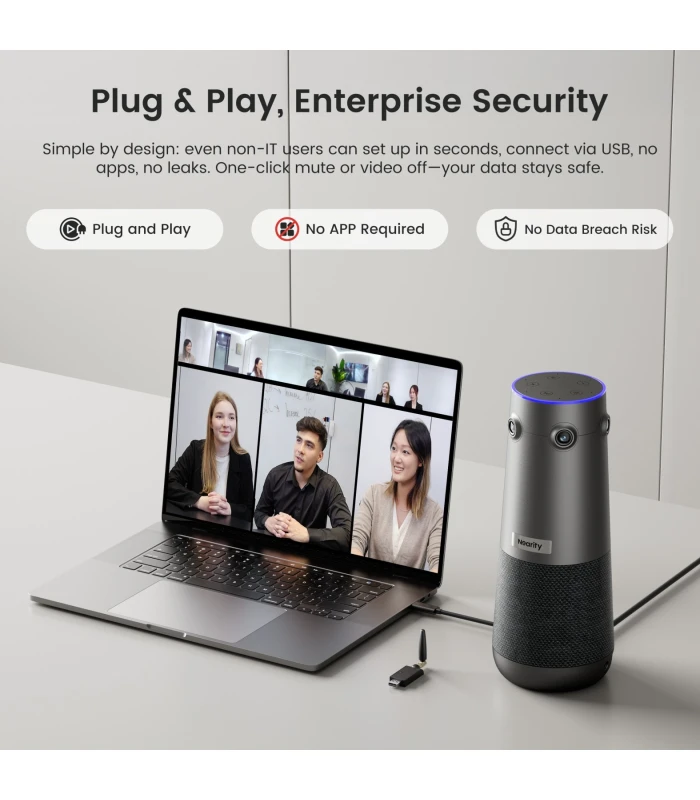Nearity 360 Alien camera conferinta True 4K 360 | AI speaker tracking, wireless dongle, audio clar pana la 16m, 6 mics, plug&pla