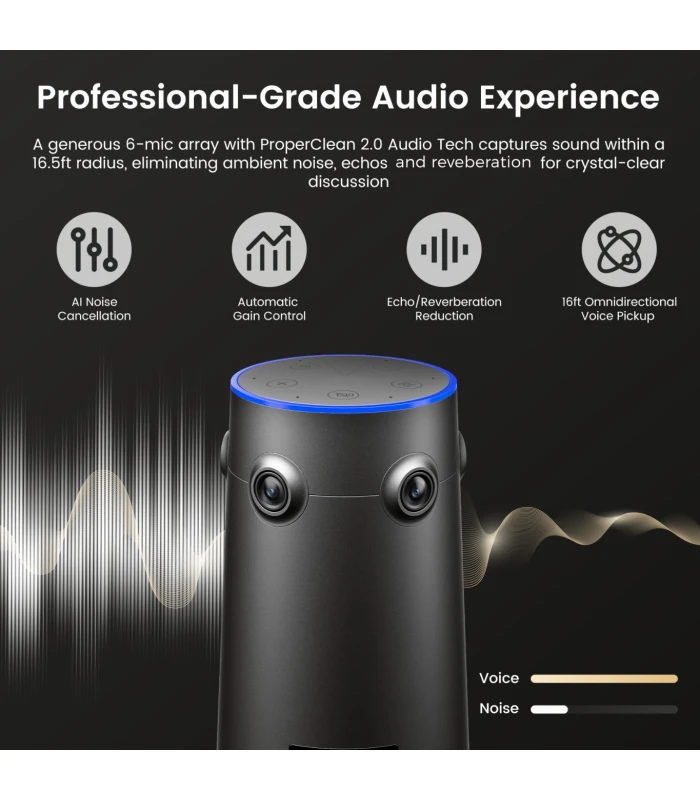 Nearity 360 Alien camera conferinta True 4K 360 | AI speaker tracking, wireless dongle, audio clar pana la 16m, 6 mics, plug&pla