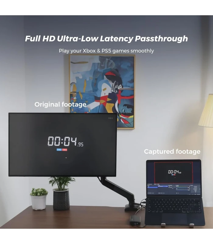 NearStream CCD30 placa captura video USB 3.1 4K60 HDR10, latenta mica, pentru streaming si inregistrare, HDMI loop-out, PS5/Xbox