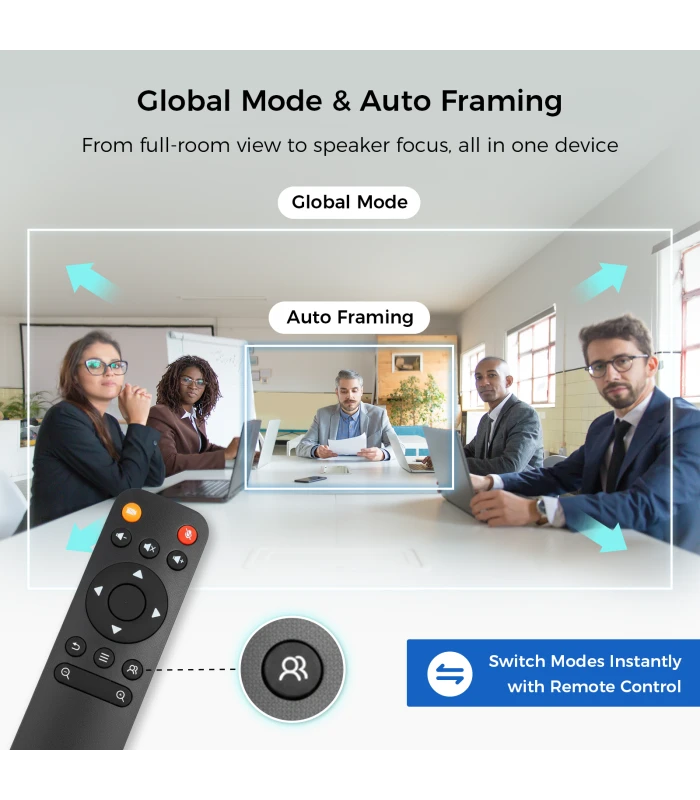 Nearity V30S Camera Videoconferinta 4K UHD 120° cu Auto-Framing si Speaker Tracking, microfoane AI noise cancel zoom 5x privacy