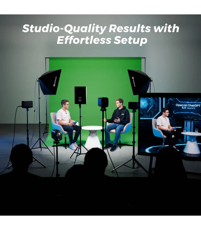 NearStream VK40 kit studio foto/video cu green screen 3x3m, 2 softbox 24”, panou LED 19” cu telecomanda