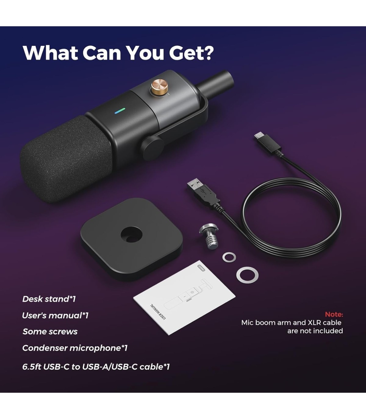 NearStream AM25X microfon condensator USB/XLR cu stativ - supercardioid, AI noise canceling, monitorizare, one-tap mute pt podca