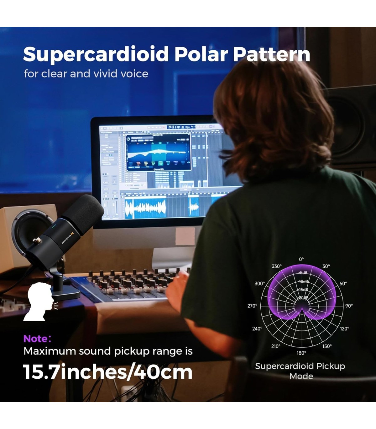 NearStream AM25X microfon condensator USB/XLR cu stativ - supercardioid, AI noise canceling, monitorizare, one-tap mute pt podca
