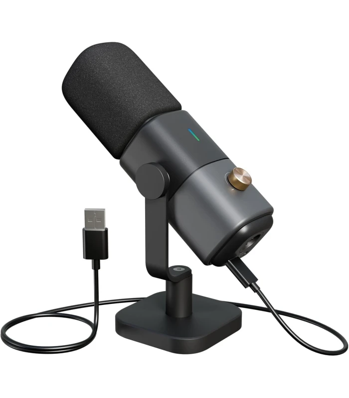 NearStream AM25X microfon condensator USB/XLR cu stativ - supercardioid, AI noise canceling, monitorizare, one-tap mute pt podca