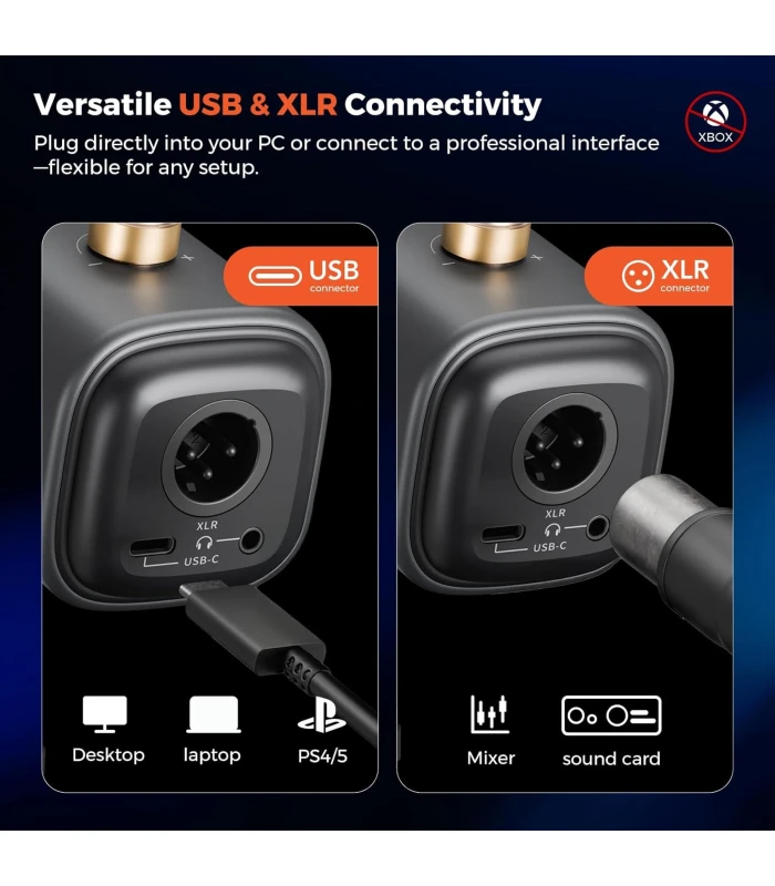 NearStream AM15X microfon dinamic USB-C/XLR - supercardioid, AI noise canceling, monitorizare jack 3.5 mm, mute & gain pt stream