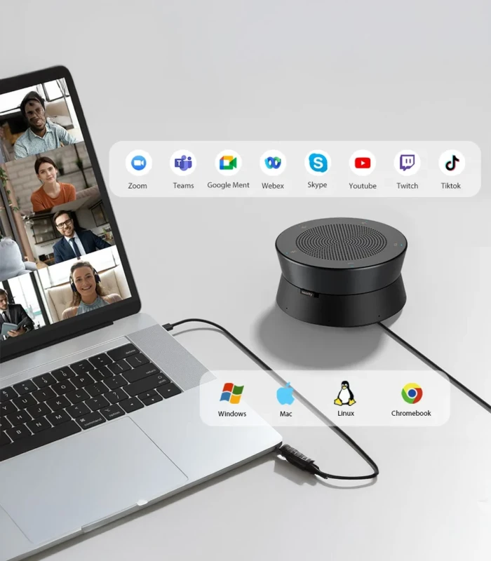 Speakerphone Nearity A20S, 8 microfoane, reducere zgomot AI, difuzor Hi-Fi, daisy chain 6 unitati