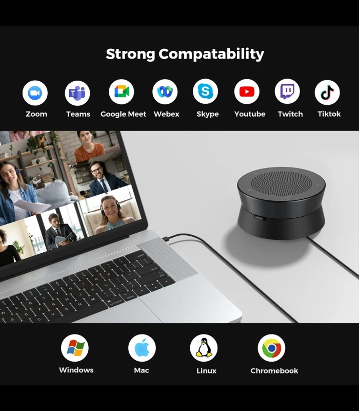 Speakerphone Nearity A21S, certificat Zoom, 8 microfoane, reducere zgomot AI, difuzor Hi-Fi, daisy chain 8 unitati