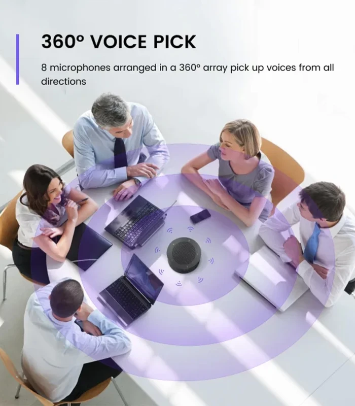 Speakerphone Nearity A22, bluetooth, 8 microfoane, reducere zgomot AI, difuzor Hi-Fi, daisy chain 6 unitati