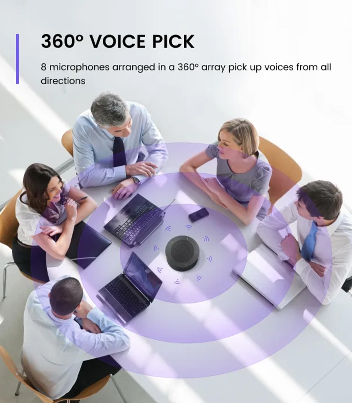 Speakerphone Nearity A22, bluetooth, 8 microfoane, reducere zgomot AI, difuzor Hi-Fi, daisy chain 6 unitati