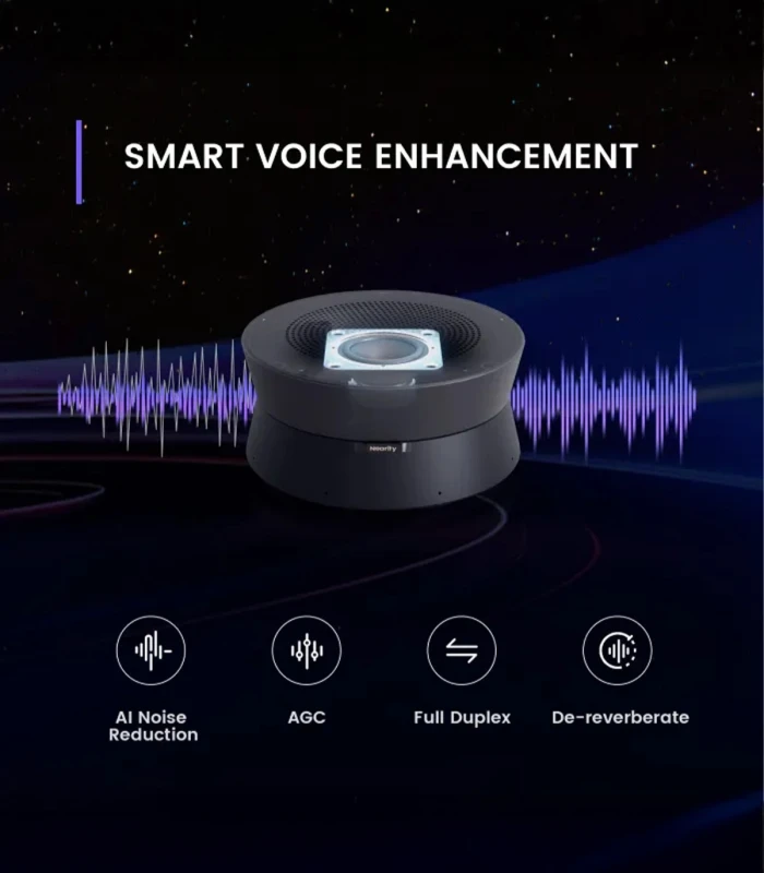 Speakerphone Nearity A22, bluetooth, 8 microfoane, reducere zgomot AI, difuzor Hi-Fi, daisy chain 6 unitati