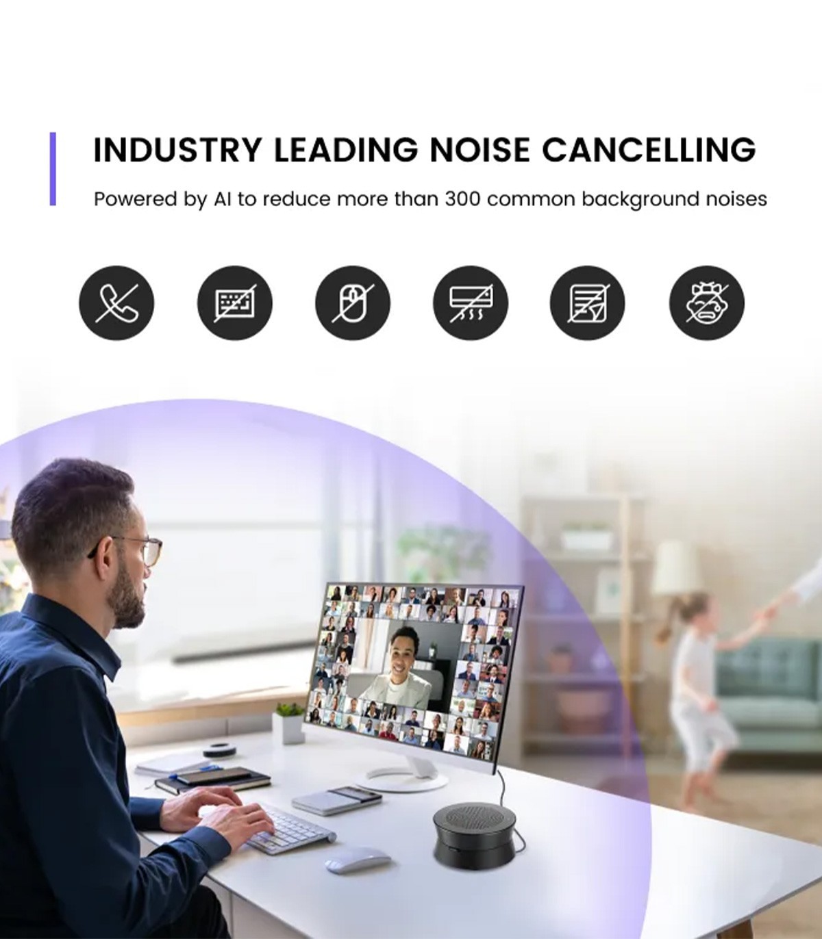 Speakerphone Nearity A22, bluetooth, 8 microfoane, reducere zgomot AI, difuzor Hi-Fi, daisy chain 6 unitati